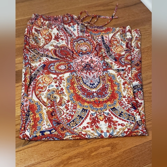 🧡2/$15 bundle **SHEIN VCAY Paisley Print Wide Leg Pants - Picture 2 of 5